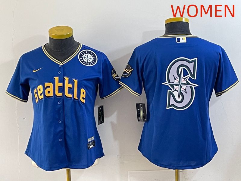 Women 2025 Seattle Mariners Blank Blue City Edition Nike MLB Jersey style 7->women mlb jersey->Women Jersey